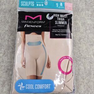 Maidenform Flexees Ultra Firm High Waist Thigh Slimmer Cool Comfort Beige Large